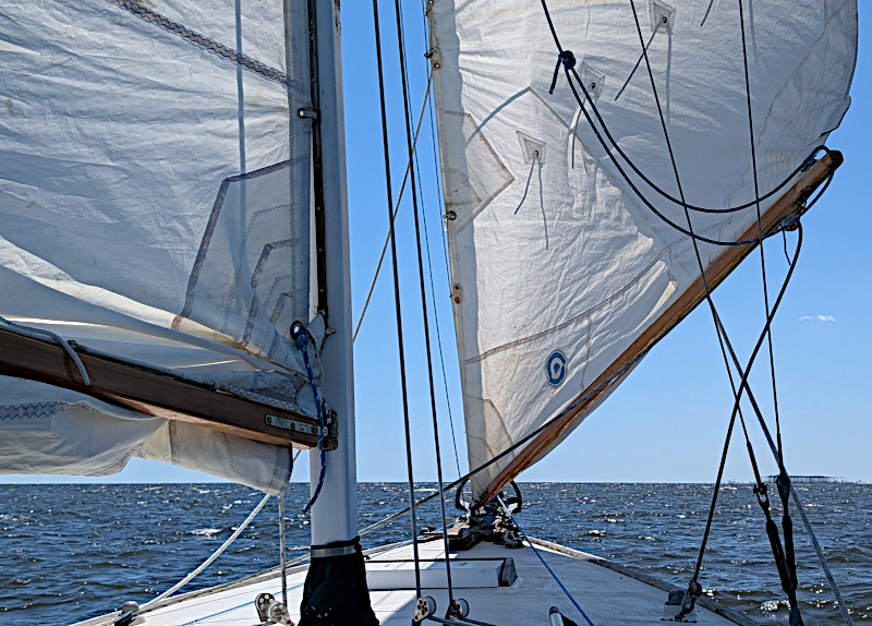 Reefed main and staysail.